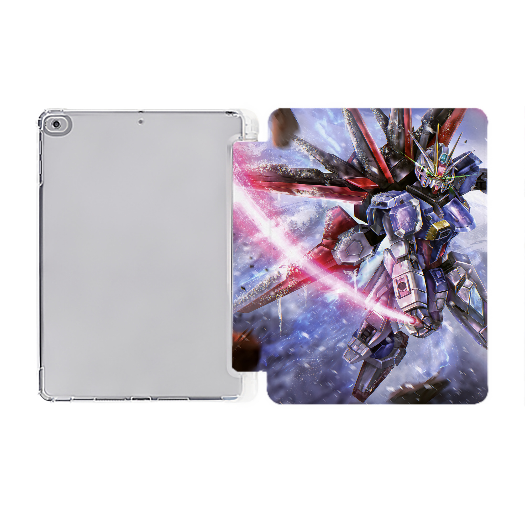 （画像用） 機動戦士ガンダム Mobile Suit Gundam IPad ケース ペン収納付き 三つ折りスタンド PUレザー×シリコン 対応機種9.5/10.5/10.9インチ